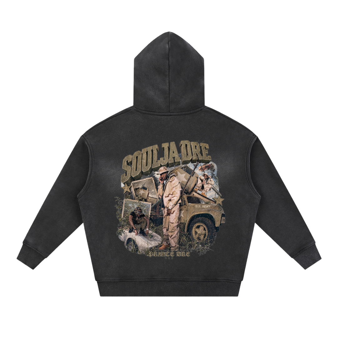 Oblock Soulja Zip-Up Hoodie - Washed Black (Prince Dre)